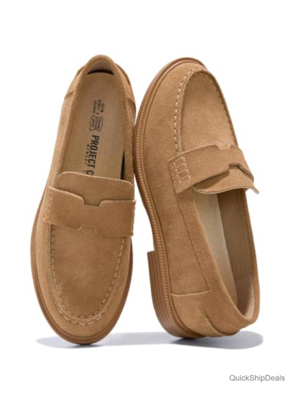 Genuine Suede Slip On Loafers Memory Foam Insole Women Business Casual Shoes